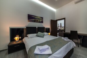 1 bedroom, desk, iron/ironing board, free wired Internet