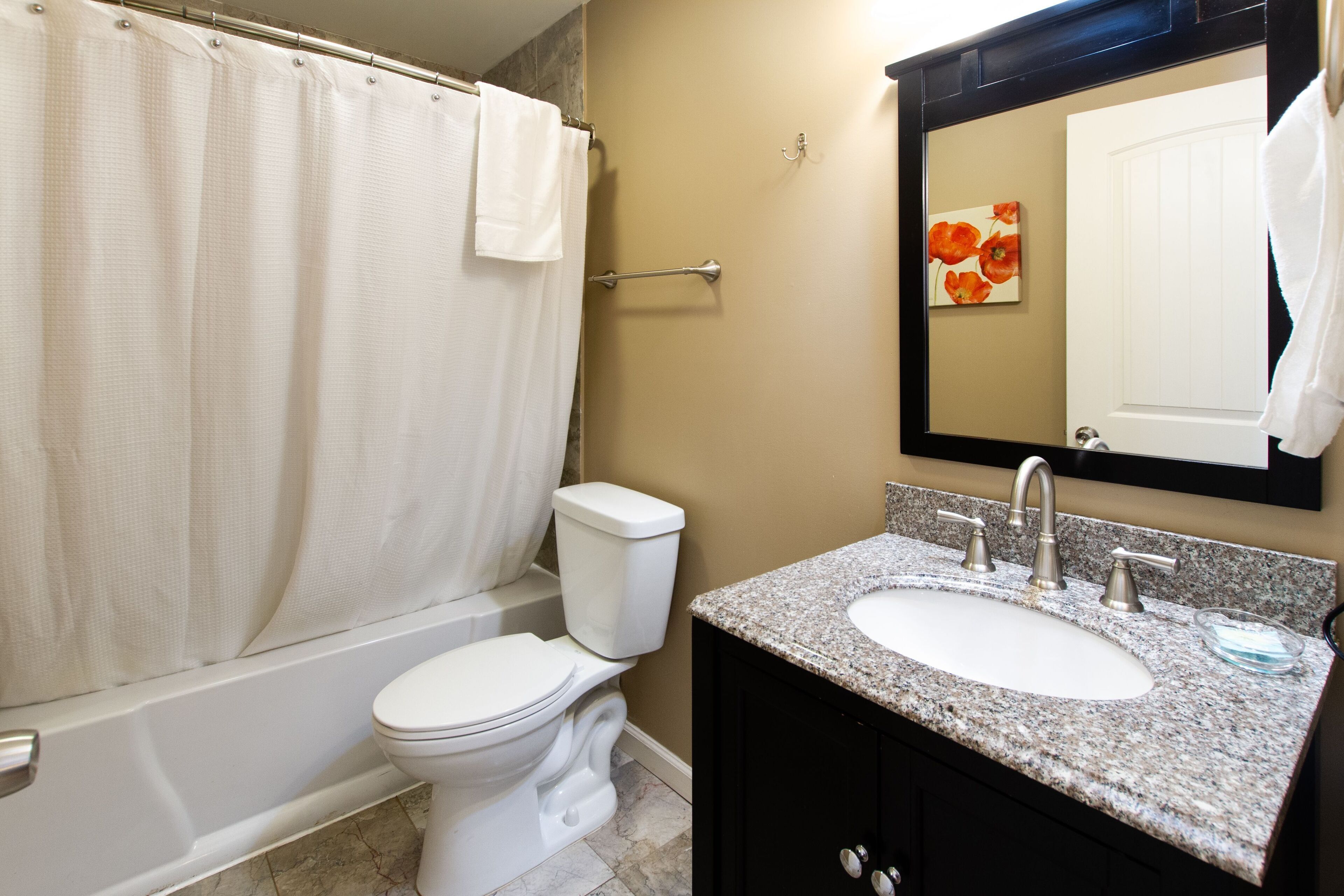 free toiletries, hair dryer, towels