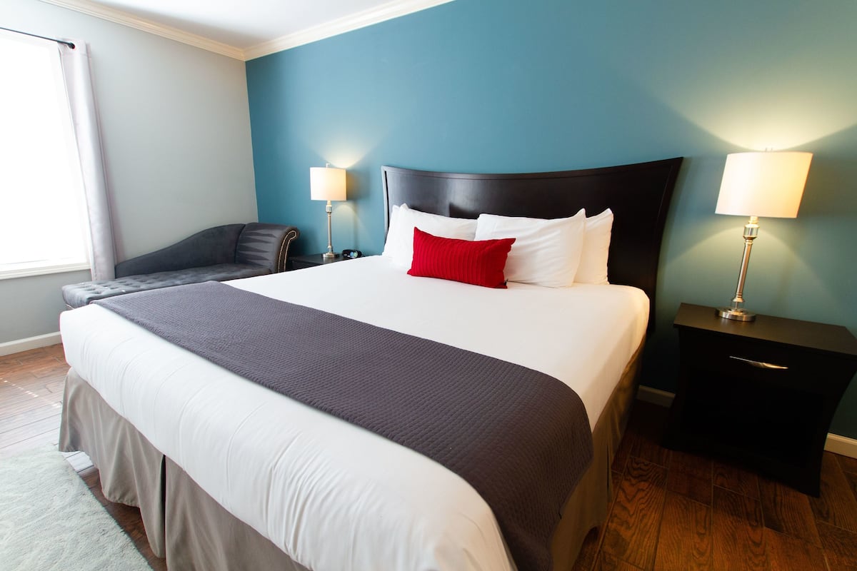 Blackout curtains, iron/ironing board, free WiFi, bed sheets