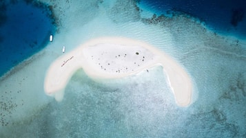 On the beach, scuba diving