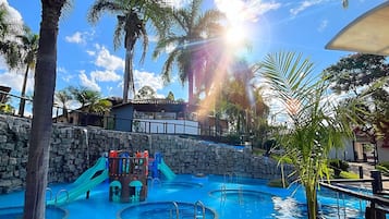 Indoor pool, outdoor pool, pool loungers