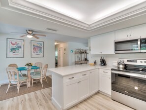 Fridge, microwave, oven, dishwasher
