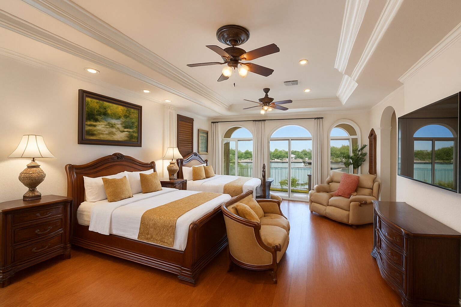 6 dormitorios, escritorio, tabla de planchar con plancha y cuna de viaje