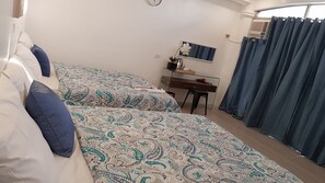 Desk, bed sheets