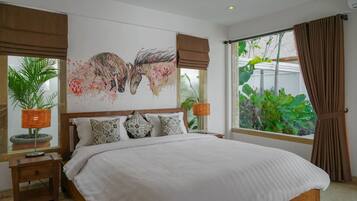 Vila, 1 quarto | 1 quarto, roupas de cama premium, cofres nos quartos, escrivaninha