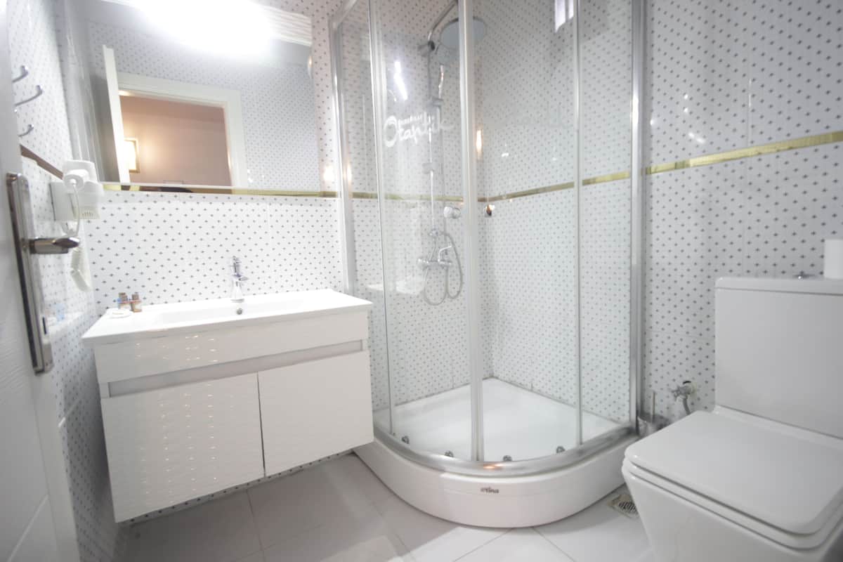 shower, free toiletries, hair dryer, slippers