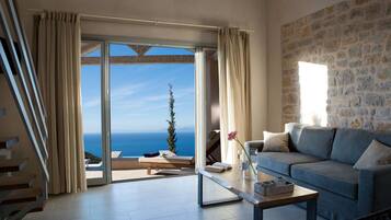 Deluxe Villa, 1 Bedroom, Private Pool (Nefeli) | Living room | LCD TV