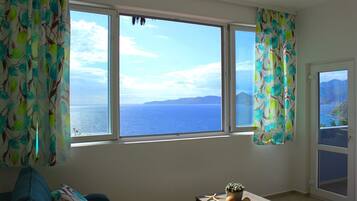 Panoramic Apartment | Living area | Flat-screen TV, books