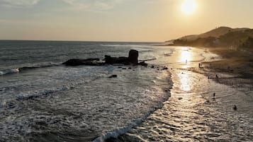Black sand, beach shuttle