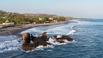 Black sand, beach shuttle