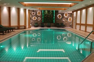 Indoor pool, open 8:00 AM to 10:00 PM, sun loungers