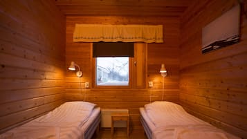 Cabin, 2 Bedrooms, Sauna, Beachfront | 1 bedroom, hypo-allergenic bedding, desk, laptop workspace