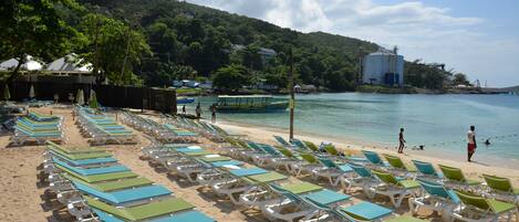 On the beach, white sand