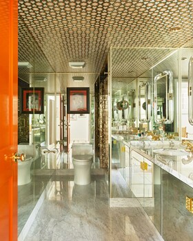 Combined shower/tub, designer toiletries, hair dryer, bathrobes at Parker Palm Springs