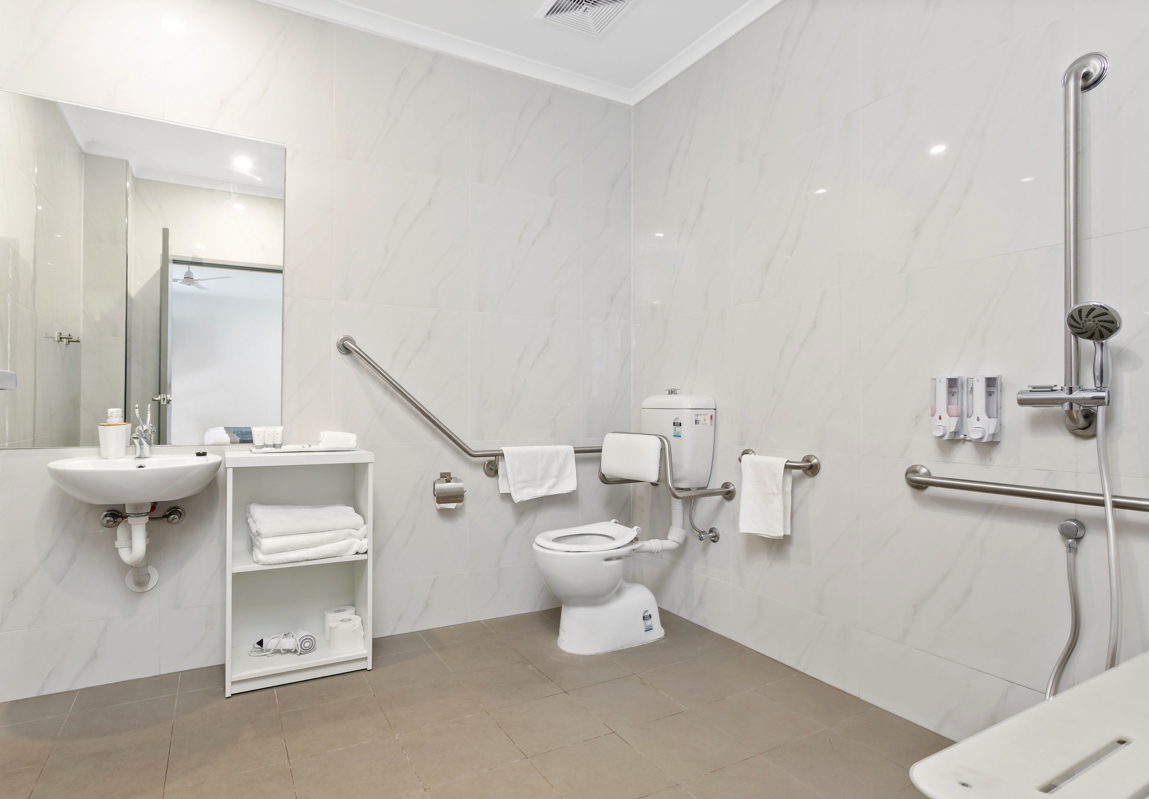 shower, free toiletries, hair dryer, slippers