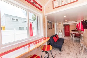 Cabin (Tiny House - Red Lifeguard Stand) | Living area | Flat-screen TV, Netflix, streaming services