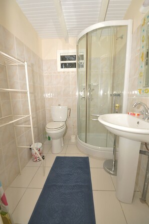 Shower, towels - RENT F3 SEA VIEW IN PRIVATE PROPERTY (Sainte Anne)