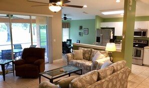 TV, DVD player, stereo