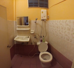 Shower, free toiletries, towels