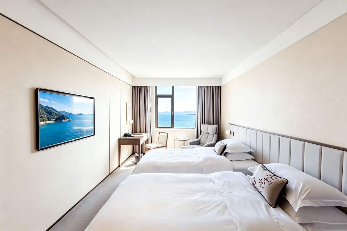Deluxe Twin Room with Sea View | Minibar, in-room safe, blackout drapes, iron/ironing board