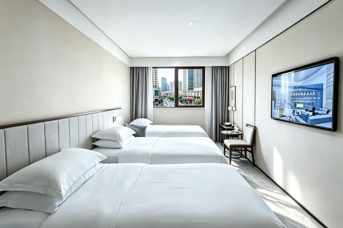 City View Business Triple Room | Minibar, in-room safe, blackout drapes, iron/ironing board