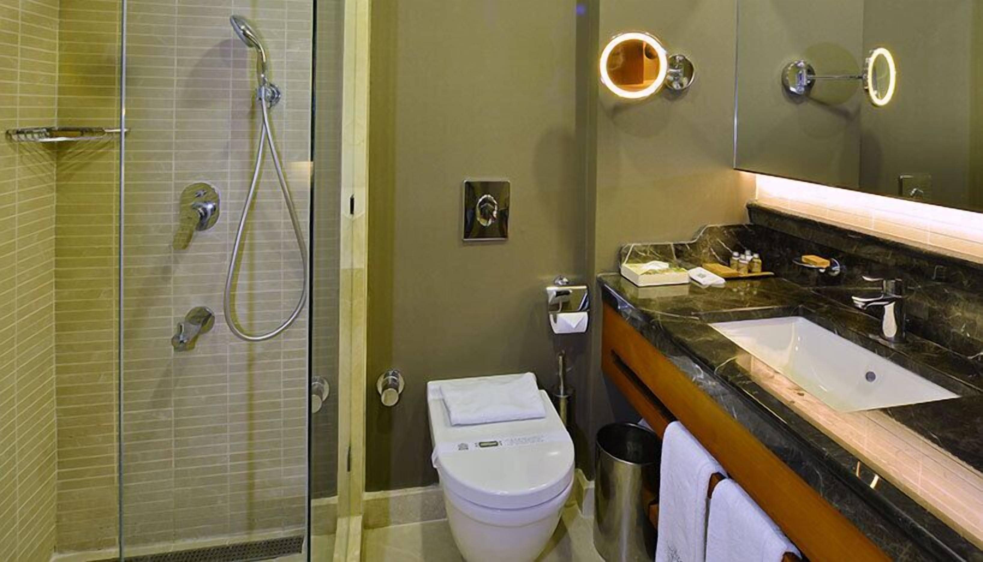 shower, free toiletries, hair dryer, slippers