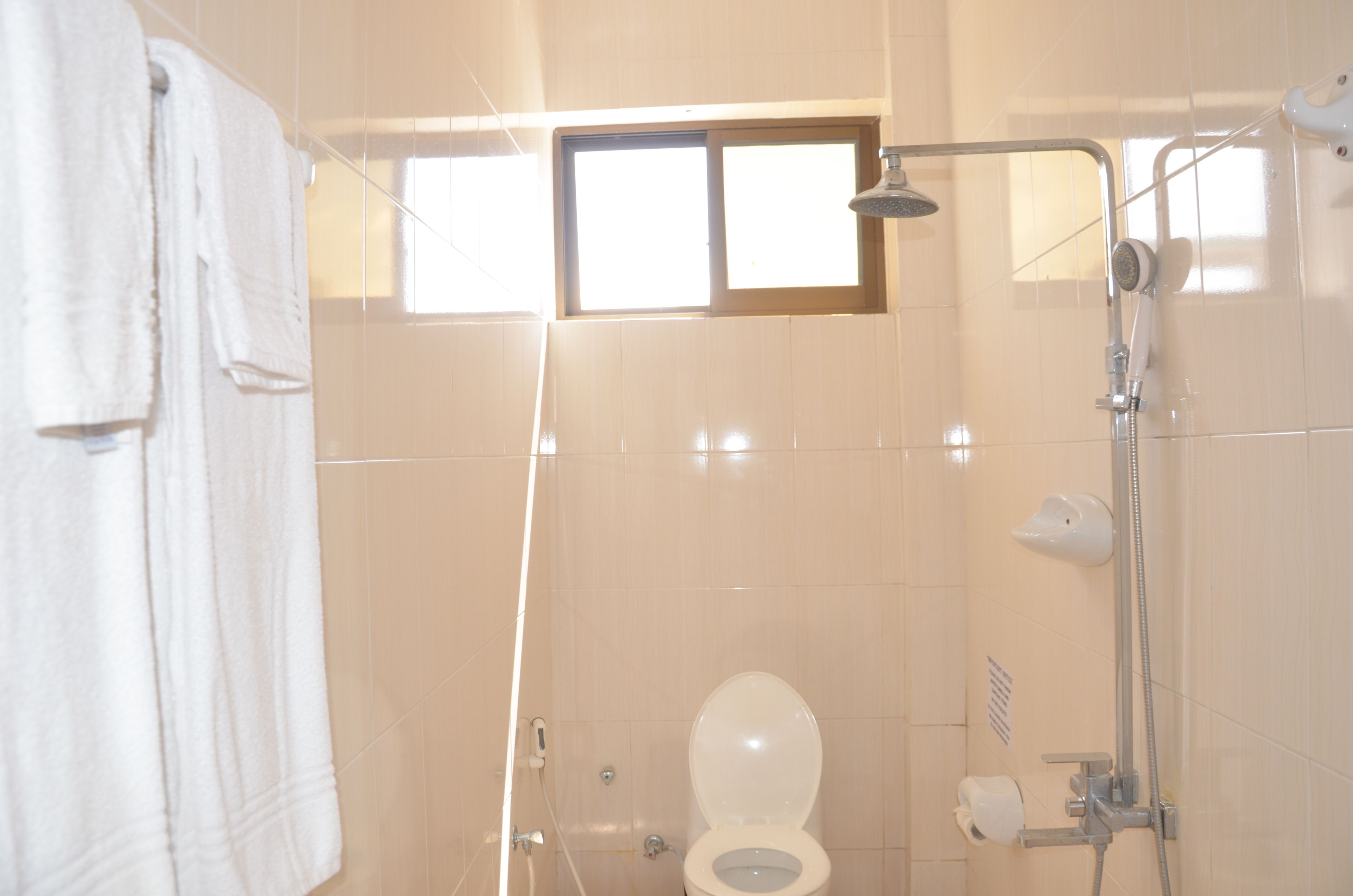 shower, free toiletries, hair dryer, slippers