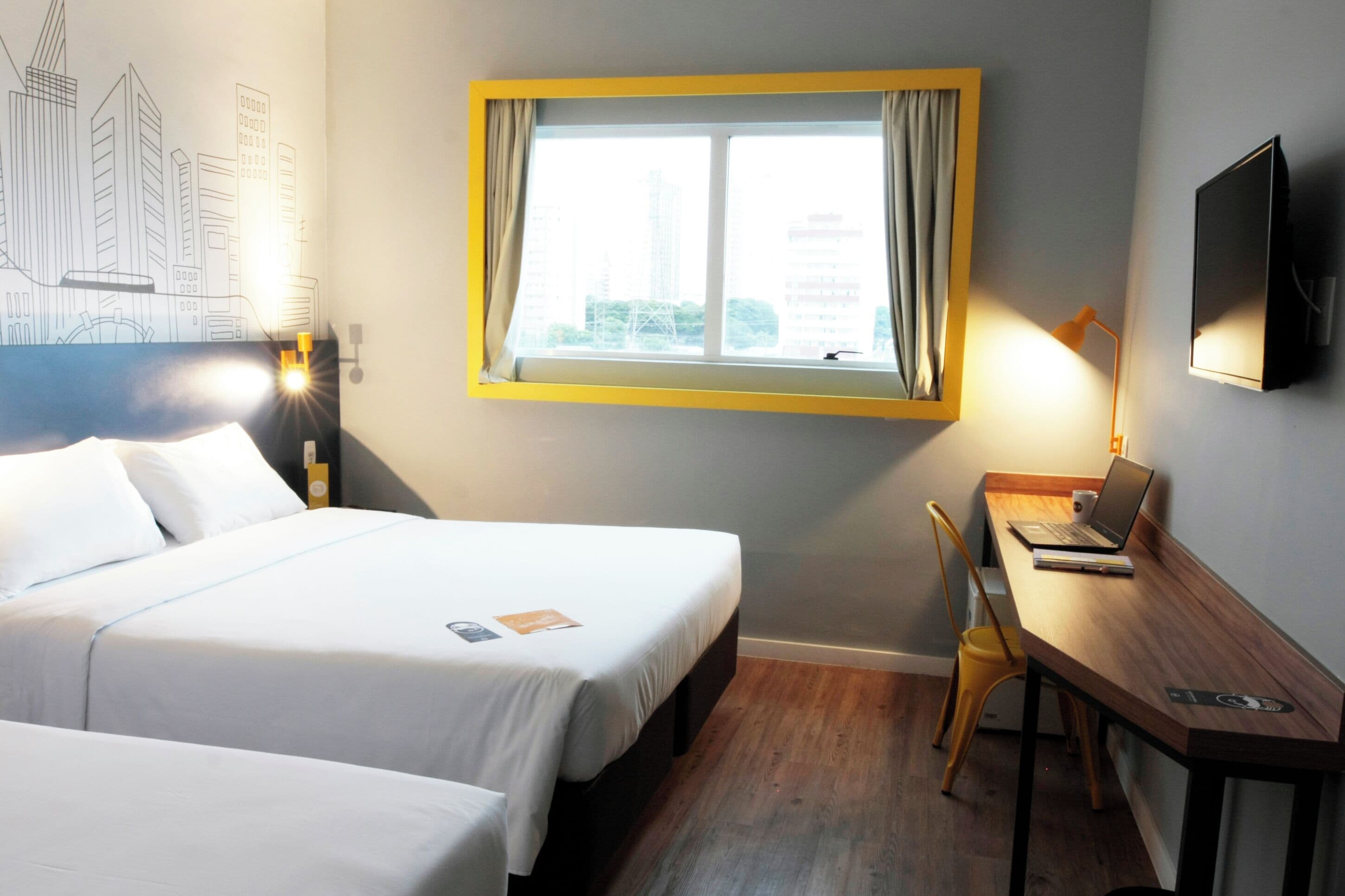 family room | minibar, desk, blackout curtains, soundproofing