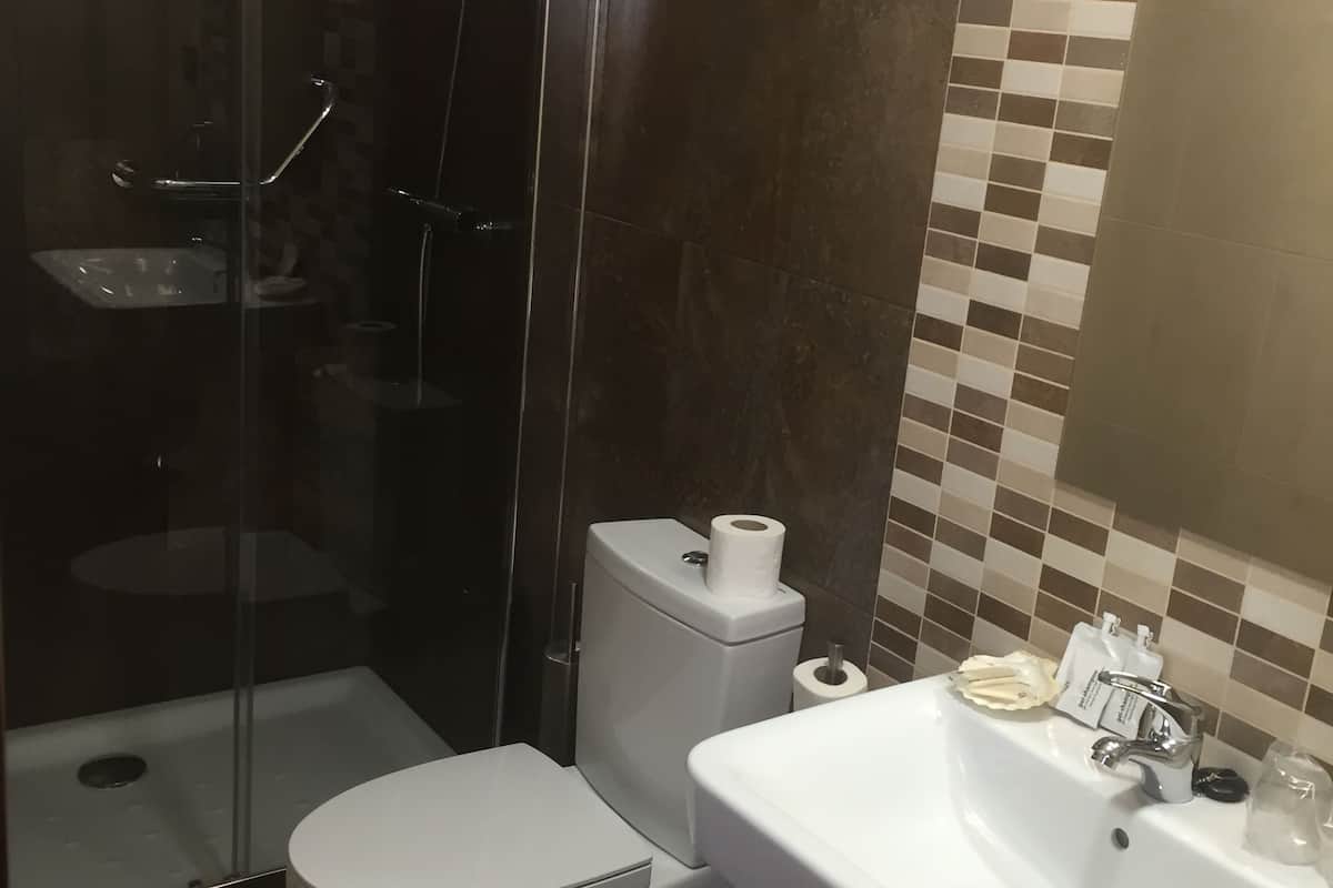 standard double room single use | bathroom | shower, free toiletries, hair dryer, towels