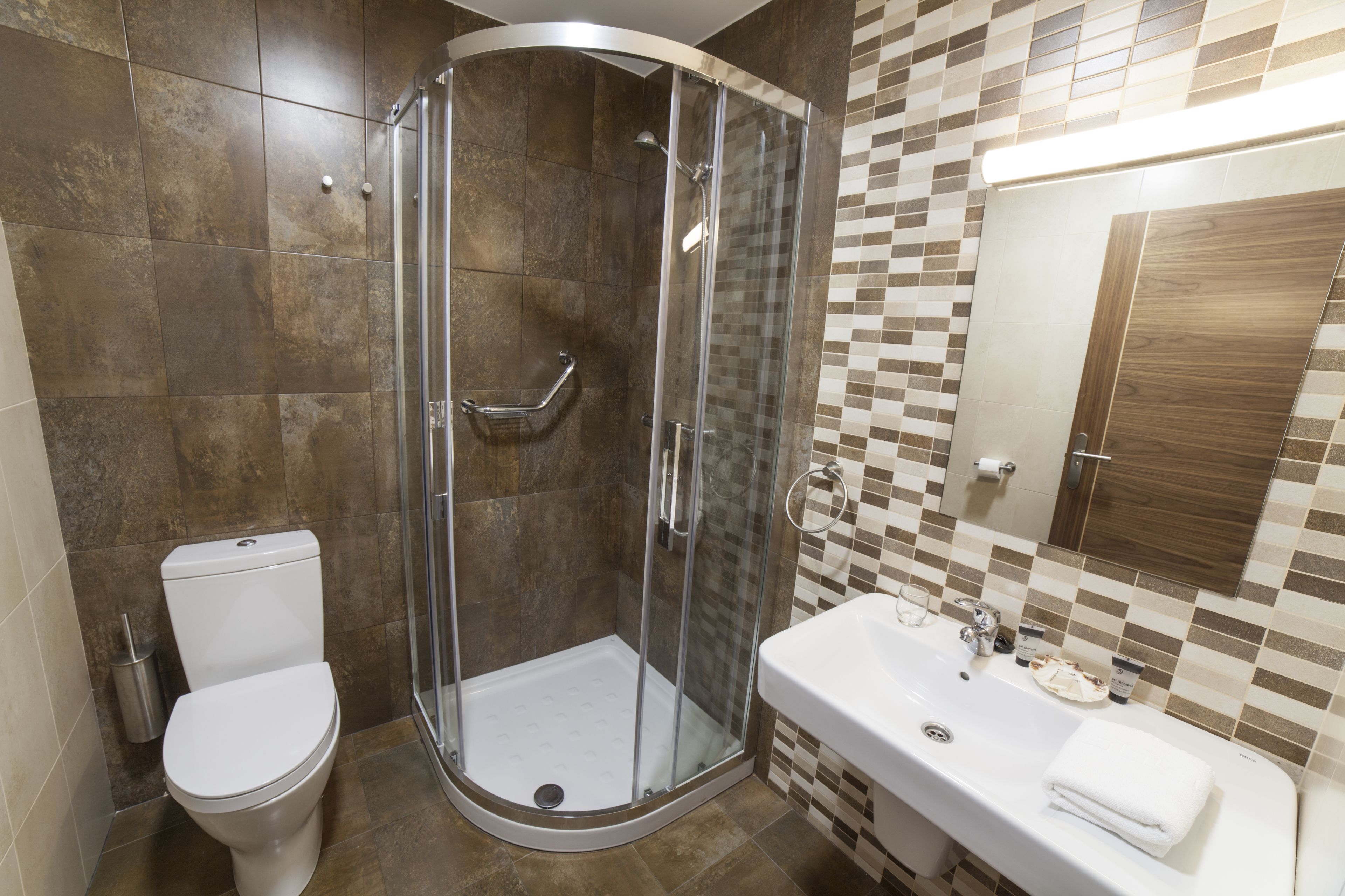 standard double or twin room | bathroom | shower, free toiletries, hair dryer, towels