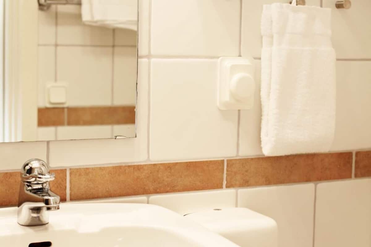 double room | bathroom | shower, hair dryer, towels