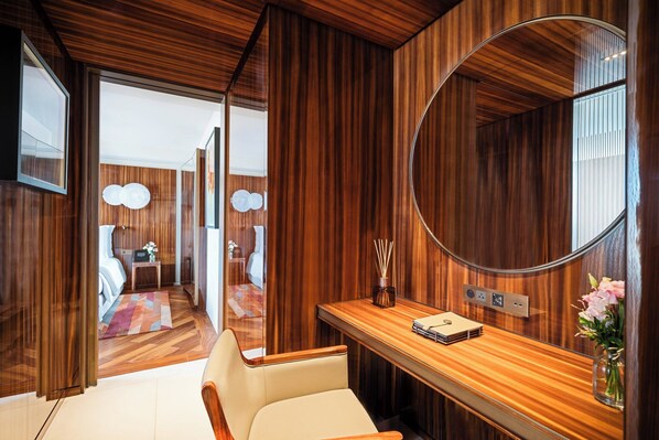 Premium bedding, memory foam beds, minibar, in-room safe