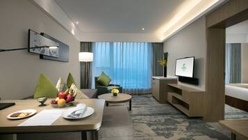 Desk, blackout drapes, soundproofing, iron/ironing board