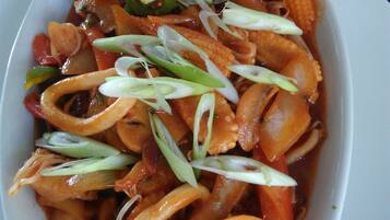 Breakfast, lunch, dinner served; beach views