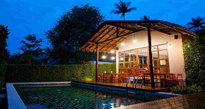 Indoor pool, outdoor pool, pool loungers