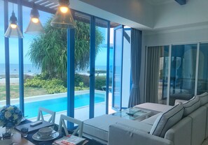 Private Beach Front Pool Villa | Living area