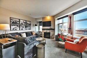 Condo, 2 Bedrooms | Living area | Flat-screen TV, fireplace, DVD player - Your own balcony, full kitchen in Canyons Village by RedAwning (Park City)