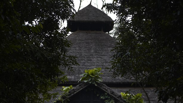 A pathway lined with lanterns leading to a building with a thatched roof, surrounded by greenery. - Tiger Tops Karnali Lodge (Thakudwara)