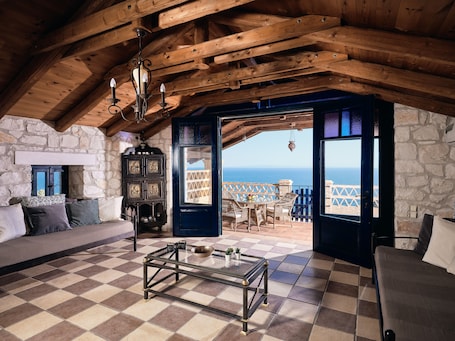 Deluxe Suite, 2 Bedrooms, Sea View | Living area | Flat-screen TV. Diamond Suites