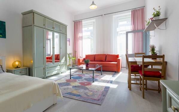 Apartment, 2 Bedrooms (Minestrone) | Iron/ironing board, cribs (free), WiFi (free), bed sheets - Souper Apartments Downtown (Budapest)