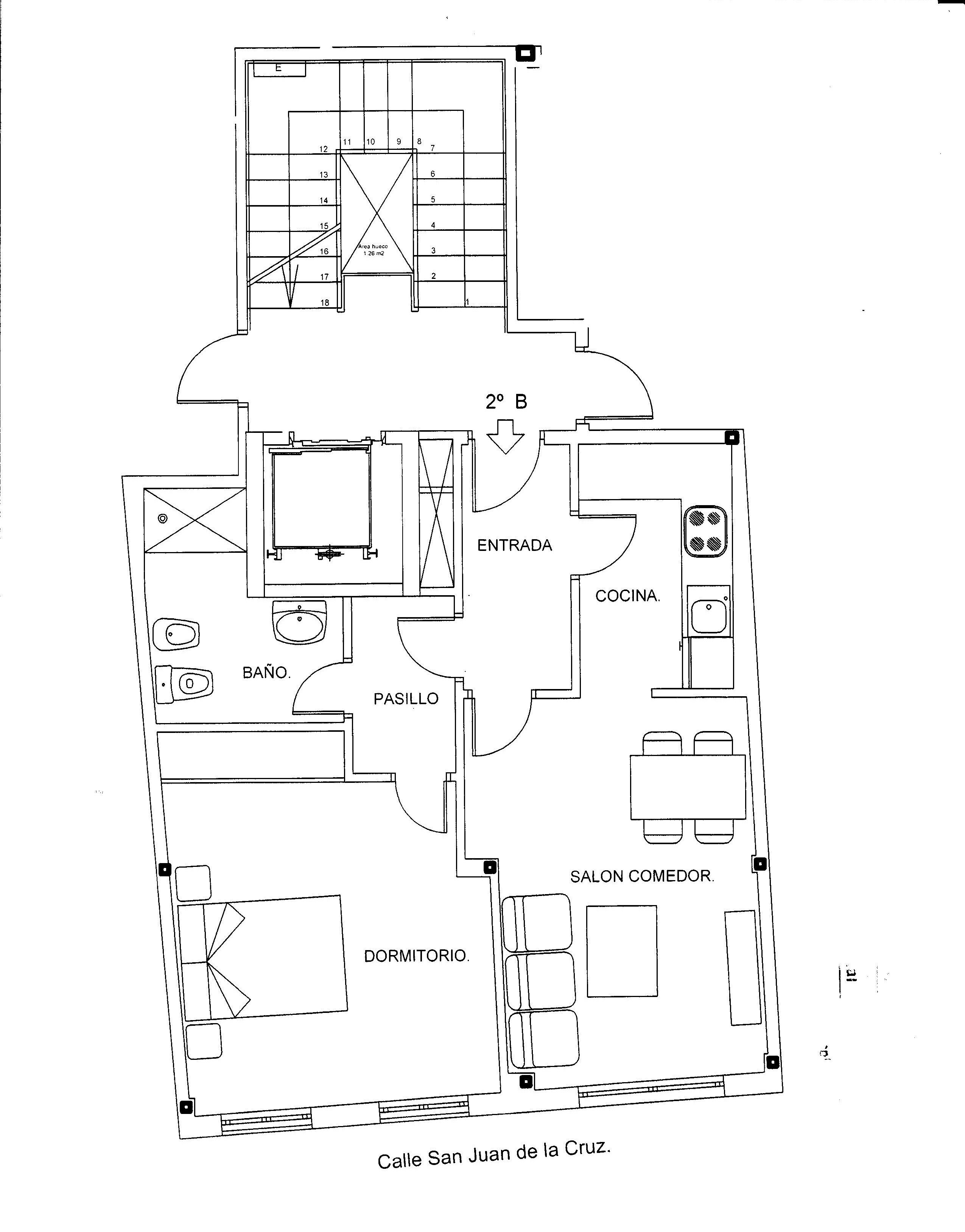 A floor plan of a hotel with labeled rooms including a kitchen, bathroom, dining area, and sleeping quarters.
