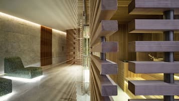 Sauna, hot tub, steam room, body treatments, deep-tissue massages