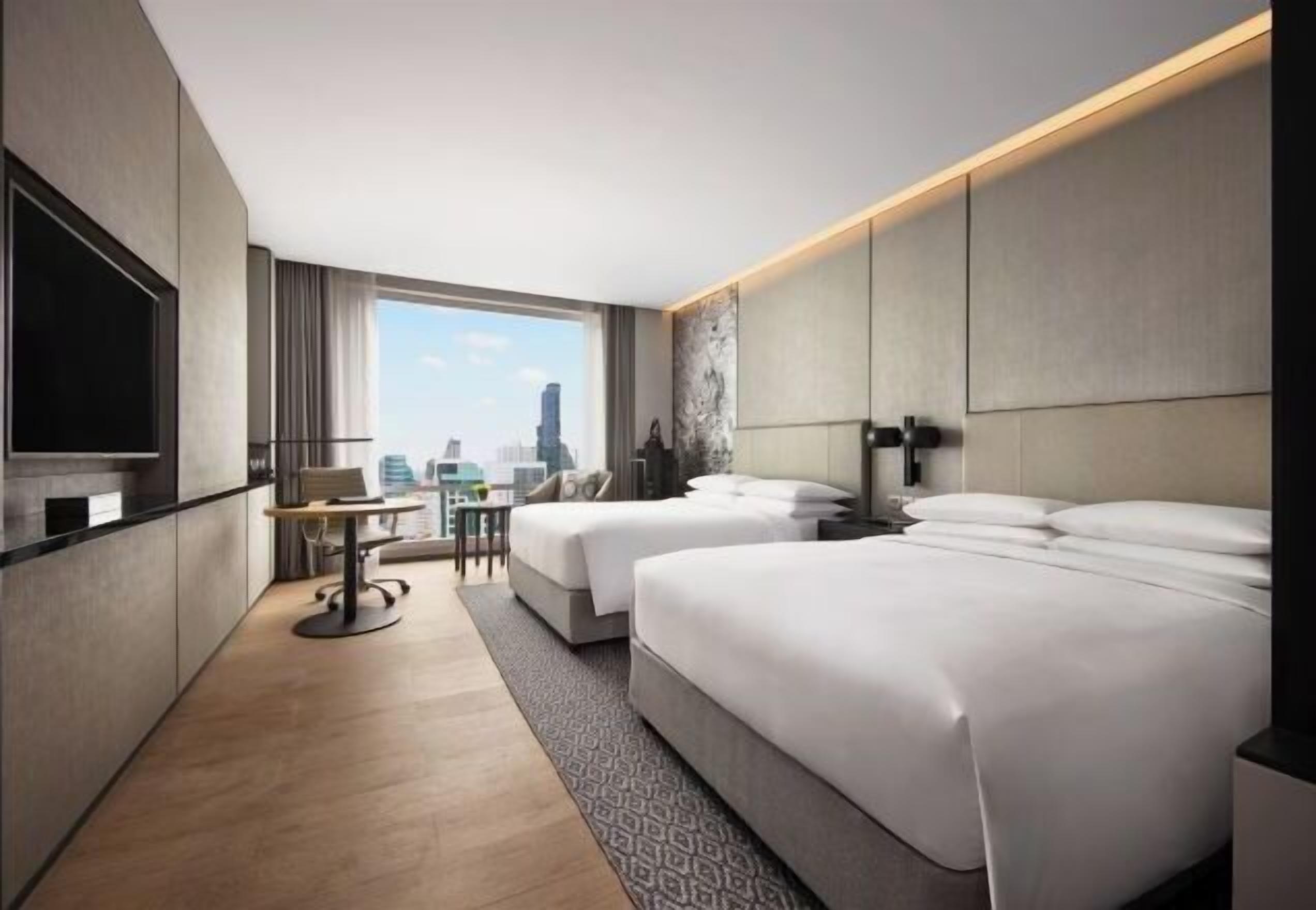 Pillow-top beds, minibar, in-room safe, desk