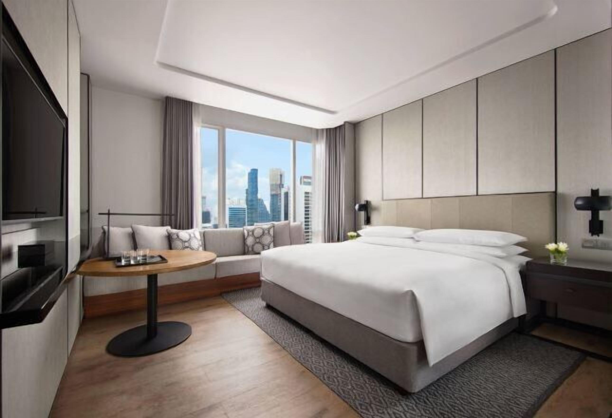 Pillow-top beds, minibar, in-room safe, desk