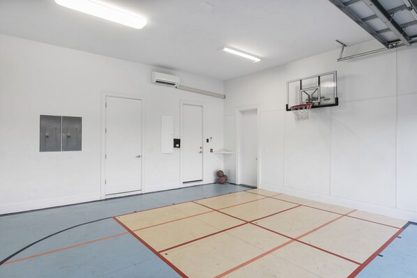 This home features a half court basketball court