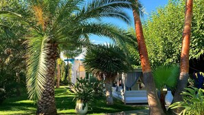 A pathway leading to a building surrounded by palm trees and lush greenery. - "ALL NATURE"- Private Oasis.15km to airport. 25 km to Valencia. Sleeps 14+3 (El Rellano)