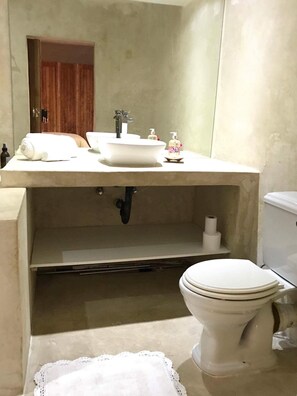 Regadera, secadora de cabello, toallas