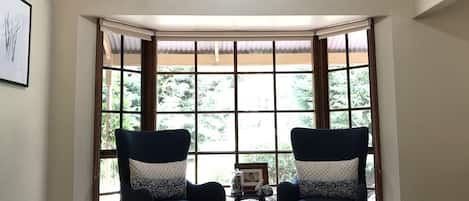 Flat-screen TV, fireplace, DVD player