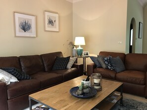 Flat-screen TV, fireplace, DVD player