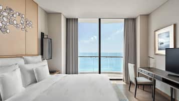 Kamer, 3 slaapkamers, uitzicht op zee (Residence) | Italiaanse Frette-lakens, luxe beddengoed, donsdekens